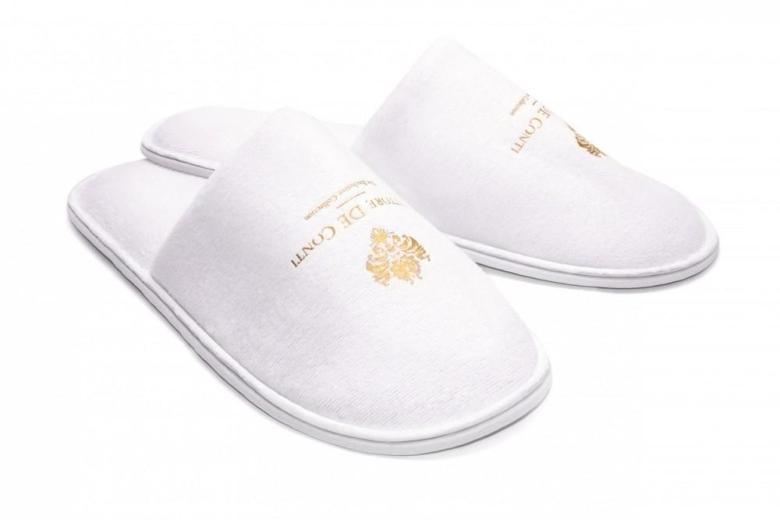 Chausson En Velour + Broderie Vittor De Conti Fermé 30cm Blanc